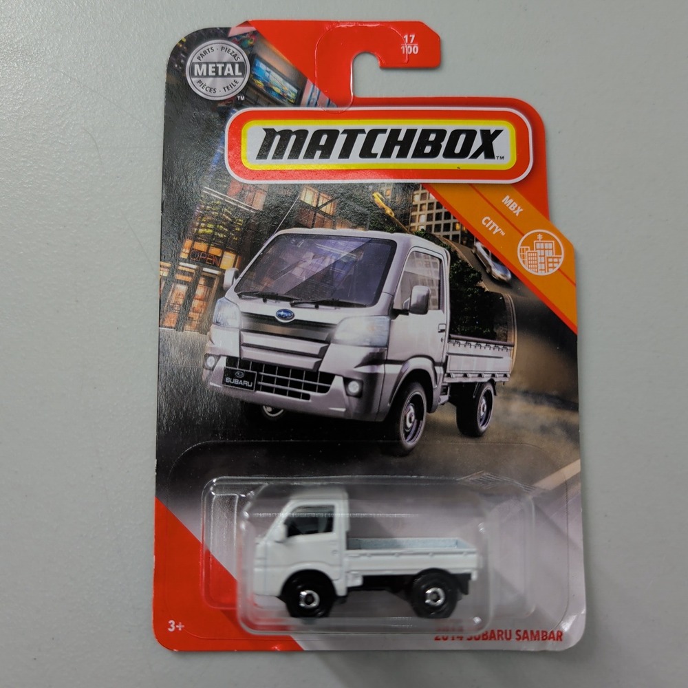 Matchbox 2014 Subaru Sambar White MBX City 17/100 Diecast Truck GKK62